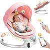 Rbefeuly Altalena elettrica per bambini Altalena per bambini con 3 timer, Applicazione e telecomando Transat, 5 velocità di altalena, 10 musica, Bluetooth, rosa