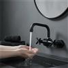 NONE Rubinetto da bagno a 2 fori con montaggio a parete a 2 maniglie Nero, rame e ceramica 14,5-16,5 cm Distanza del foro di montaggio 360 ° Girevole