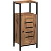kleankin Mobile bagno Bleankin con anta piatta, armadietto WC con struttura in acciaio, mobiletto contenitore con ripiano aperto e regolabile, 37x30x85 cm, Marrone Rustico