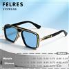 FELRES Occhiali da Sole Quadrati Blu Designer per Miopia Uomo Donna, Occhiali da Vista Colorati per Esterni, Guida e Protezione Solare, con Diottrie Negative