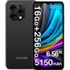 DOOGEE Smartphone DOOGEE N55 Pro, Android 14, 16GB (6+10 RAM) + 256GB ROM, Display HD+ da 6,56" a 90Hz, Fotocamera da 13MP, Jack per Auricolari da 3,5mm