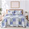 Qucover Copriletto Trapuntato Matrimoniale Patchwork, Copriletto Singolo Copriletti Ultrasuoni in Poliestere Leggere, Trapunta Sottile Estivo Primaverile (Viola, 220x230cm+50x75cm*2)