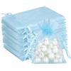 G2PLUS 100 Sacchetti Organza Azzurro Chiaro 7x9cm,Sacchetti Regalo Organza | Sacchettini Confetti con Coulisse per Uso Regalo,Occasione Matrimonio,San Valentino