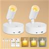 Dehobo Applique Camera da Letto con Telecomando - Bianco Faretto a Batteria 3 Temperature di Colore - Faretto LED di Ricarica USB Intensità Variabile con Funzione Timer - Adatto per Arte, Piante, 2pz
