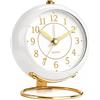 Azxb Sveglia analogica, piccolo orologio da scrivania retrò con luce notturna, retroilluminazione, design semplice in metallo, silenziosa, senza ticchettio, alimentato a batteria, per camera da letto