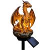 Generic Statua di Drago Resina con Luce Notturna Lampada decorazione per giardino | Statua di drago in resina con funzione di luce notturna, alta 43 cm, decorazione per giardino