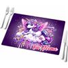 quickgadget Tovaglietta Americana 30x40 cm Unicorno Personalizzabile con Nome | Retro Antiscivolo in Gomma | Lavabile | Idea Regalo Bambina/Bimbo per Colazione Pranzo Cena (TV3040-UNI008)
