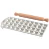 Marcato Stampo per Ravioli, Forme per Ravioli, Alluminio, Mattarello in Legno Incluso, Preparazione Facile, Design Elegante, RA-Q35X36-CLS