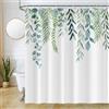 Uiiooazy Tenda Doccia Antimuffa 220x180cm Eucalipto Foglie Blu Verde Motivo