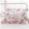 Meaning4 - Confezione da 2 federe per cuscino con motivo floreale rosa, con volant e pizzo, dimensioni king size, in puro cotone, 91,4 cm x 50,8 cm