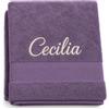 Manifattura Tessile Asciugamano Spugna Viola Malva - Telo Doccia Personalizzato con Nome Ricamato, 100% Cotone Morbido e Assorbente, Ricamo Artigianale, Idea Regalo Uomo Donna