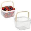 Yitobici Cestino in filo metallico con manico, cestino da giardinaggio, cestino portaoggetti quadrato, cestino da trasporto stile loft, per cucina, bagno, picnic, 18 x 24,5 x 24,5 cm, set da 2 (Bianco)