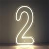 DS&DV Segnale Led Neon 20 Pollici Numero 2, Luce Neon in Silicone Dimmerabile con Supporto in Acrilico per Festa di Compleanno, Matrimonio, Decorazione da Terra (Bianco Caldo, Numero 2)