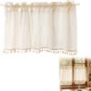 jiayituamz Tende Corte per Finestre, Tende Lino Trasparente con Frange, Tende Finestra Cucina, Tende Moderne a Vela per Porte Balcone Adatte per Soggiorno Camera da 150 x 50 cm, Beige