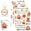 JOYEASE Rub On Sticker Autunno - 4 fogli con frasi per il giorno del Ringraziamento - Rub On pellicola di trasferimento per il fai da te e la decorazione per mobili Raysin Keraflott, in vetro e legno (19 x 14