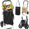 HOMCOM Carrello spesa pieghevole 3-in-1 40L-25kg scomparto frigo Nero