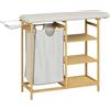 HOMCOM Portabiancheria con Asse da Stiro 113x34x82 cm Color Legno e Grigio
