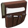 Comgooldool Organizer per bracciolo del divano con 5 tasche per divano, poltrona reclinabile e sedia, grande vassoio per telecomando, telefono, riviste, chiavi, poliestere salvaspazio in grigio, caffè