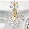 WUZUPS candelabro in cristallo 1-luce sospensione luce a soffitto illuminazione moderna per camera da letto corridoio bar cucina bagno, H 39.9 cm x L 35 cm, E14 Base, oro