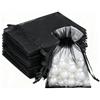 G2PLUS 100 Sacchetti Organza Nero,Sacchetti Regalo in Organza 7x9cm | Sacchettini Confetti con Coulisse per Uso Regalo,Occasione Matrimonio,San Valentino
