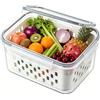 Generisch Set di contenitori salvafreschezza, impilabili, contenitori ermetici, con coperchio e griglia di sgocciolamento separabile, per frutta, verdura, uova, noci, carne e pesce (3300 ml)