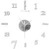 DAZZLEEX Set di adesivi per orologio da parete, 3D, con superficie a specchio, moderno, fai da te, ufficio, casa, negozio, arte decorativa, argento