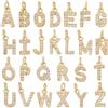 SUNNYCLUE 1 scatola 26 pezzi Veri 18K Placcato Oro Strass Lettera Ciondoli Alfabeto Oro Sfusi Sfuso Dorato AZ Diapositiva Glitter Piccolo Ciondolo In Metallo per Creazione di Gioielli Ciondoli Artigia