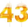 Yiran Divertenti candele di compleanno a tema birra per uomini, topper decorativo per torta del 43° compleanno per gli amanti della birra, articoli per feste con design originale per papà, marito, nonno di