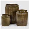 EDG Enzo De Gasperi Set 3 Pz Vaso Glaze Rotondo H 70 Cm H 55 Cm H 40 Cm Waterproof Olive