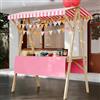 HARELA Carrello Venditore Bancarella Pieghevole, Carrello Del Venditore Di Cibo Con Tettoia, Bancarella Commerciale In Legno Per Centri Commerciali E Mercati Notturni(Pink B,120cm/47.2in)