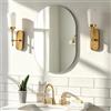 JMITHA Specchio ovale da bagno, 40 x 60 cm, senza cornice, ad arco, moderno, in vetro HD, orizzontale o verticale, da appendere per bagno