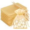 G2PLUS 100 Sacchetti Organza Oro,Sacchetti Regalo in Organza 7x9cm | Sacchettini Confetti con Coulisse per Uso Regalo,Occasione Matrimonio,San Valentino