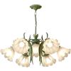 YCWZKJ Lampadario Moderno in Stile Europeo, lampadario Floreale Pastorale, Lampada a Sospensione in Vetro a Forma di Fiore Bianco, Lampada a Sospensione in Ferro Rustico, Lampada a sospen