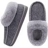 KuaiLu Pantofole Donna Invernali Calde Chiuse Feltro Pantofola Peluche Pelle Comode Morbide Memory Foam Camera Ciabatte Casa Pelose Pelliccia Pelo Simpatiche Slippers Antiscivolo Babbucce Grigio 42