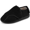 TIESTRA Pantofole da uomo in memory foam per diabetici, comode, traspiranti, senza sudore, edema, gonfie, regolabili, per interni ed esterni, pantofole da camera da letto, nero, 42 EU
