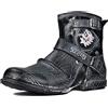 OSSTONE Chukka Stivali Cowboy Biker Boots Maschio Mens motociclo Botas cerniera su in Pelle Vitello Western retrò stile Uomo Piatto Caviglia Stivaletti Boots OS-5008-1-AI-R