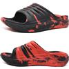 KuaiLu Sandali di Recupero Uomo con Comode Ortopediche Fascite Plantare Supporto Arco Ciabatte Aperte Leggero Sportivi Ciabatta Estive Mare Spiaggia Piscina Doccia Sandalo Nero Rosso 42