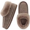 KuaiLu Pantofole Donna Invernali Calde Chiuse Feltro Pantofola Peluche Pelle Comode Morbide Memory Foam Camera Ciabatte Casa Pelose Pelliccia Pelo Simpatiche Slippers Antiscivolo Babbucce Marrone 43