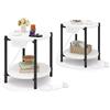IRONCK Tavolino, Tavolino Rotondo con Multipresa, piccolo tavolino da divano, Tavolino Salotto 2 Ripiani, porta USB e tipo C, Comodino per camera da letto Balcone Patio (Bianco, 2 pezzi)