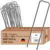 TTL GARDEN 100 ancoraggi a terra, 150 x 25 x Ø 2,9 mm, zincati e temprati in acciaio al carbonio, picchetti per erbacce, giardino, recinzione, rete di protezione per uccelli, campeggio, anti ruggine e