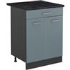 Vicco Mobiletto base cucina R-Line, Grigio-blu/Antracite 60 cm | 2 Ante · Piano di lavoro incl. · Piedini regolabili in altezza · 1 Ripiano · ✓ Liberamente combinabile