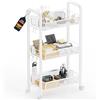 Goeasyoii Carrello da portata in metallo, carrello da cucina, ruote girevoli a 360°, carrello portaoggetti con 3/4/5 livelli, per soggiorno, bagno, cucina, studio, per libri, verdure e snack (bianco