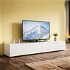 SUNXURY Mobile TV da 200 cm, montaggio a parete e base, porte pieghevoli con cerniere ammortizzanti, illuminazione a LED, per piccoli appartamenti, soggiorno e camera da letto, bianco, larghezza 200 x