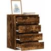 Drillkyn Cassettiera effetto legno anticato, 60 x 41 x 76 cm, con 4 cassetti, credenza per soggiorno, camera da letto, corridoio, ripiano per vestiti, stoviglie e documenti