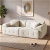 COMHOMA Divano a 2 posti, 180 x 86 x 40 cm Divano da terra, con schienale, cuscino e braccioli, moderno divano in tessuto per soggiorno, appartamento, ufficio, senza montaggio, beige