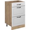 Vicco Mobiletto base per cucina R-Line, Bianco country/Rovere dorato 50 cm | Frontale in MDF · Senza piano di lavoro · Piedini regolabili in altezza · ✓ Facile accesso · Liberamente combinabile