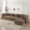 Muskel Divano angolare a 4 posti con ottomano destra, divano modulare in velluto a coste per soggiorno con seduta bassa, divano relax, marrone