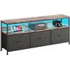 Luminarix Mobile TV con 4 cassetti in tessuto, vintage, con telaio in metallo, 3 ripiani regolabili, per TV fino a 60 pollici, 137 cm, colore: nero