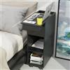 HaodaCulture Comodino Stretto 25 cm larghezza, Comodino con 2 Scomparti a Giorno e Cassetto, Comodini stretti con Ruote, Copertura della guida scorrevole,Tavolino da Notte 45x25x70cm