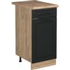 Vicco Mobiletto base cucina R-Line, Antracite country/Rovere dorato 40 cm | Frontale in MDF · + Piano di lavoro · Piedini regolabili in altezza · 1 Anta · Liberamente combinabile
